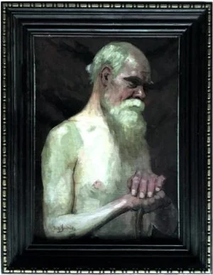 malarz Józef Sendecki, półakt, olej